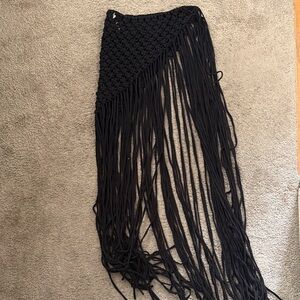 Black Crochet Fringe belt